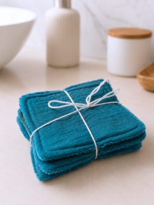 lingettes lavables bleues