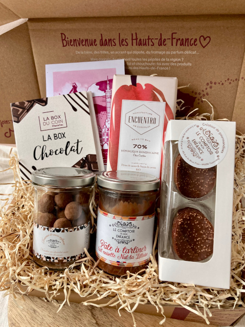 Box cadeau chocolat avec gourmandises artisanales
